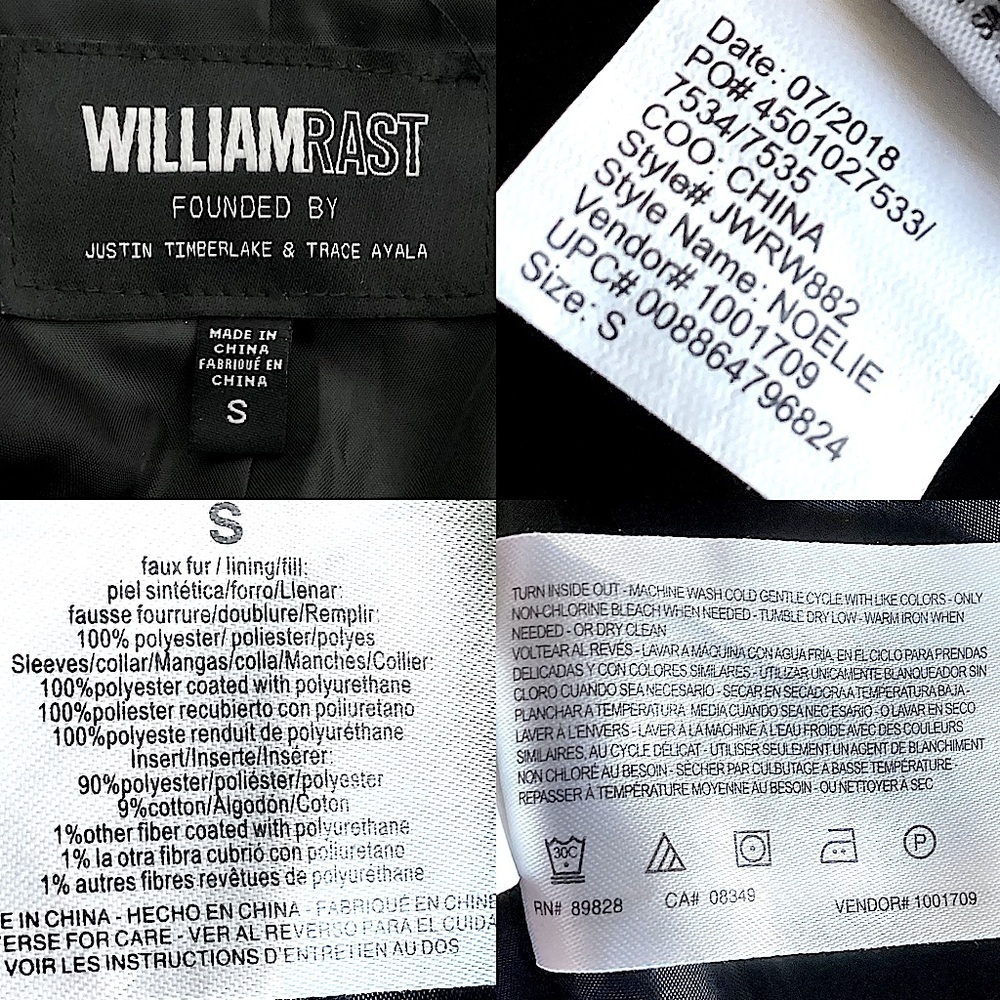 William Rast Noelie Varsity Moto Jacket Black Faux Fur & Leather Oversized Small - Picture 12 of 16